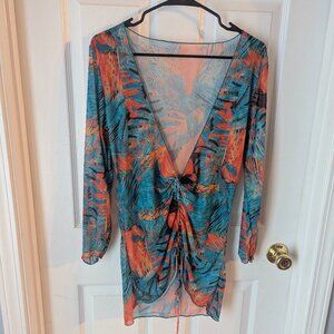 No brand swim cover in Blue & Orange - M